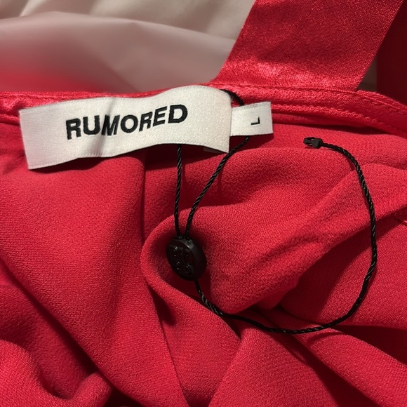 NWT Rumored Red Formal Satin Maxi Dress plunge V-neck floor length open back - Picture 7 of 10